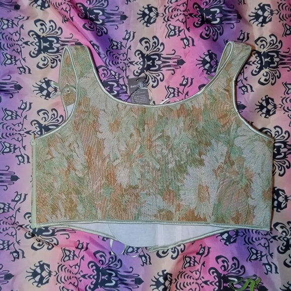 Scarlet Darkness Green Floral Corset - Picture 2 of 9